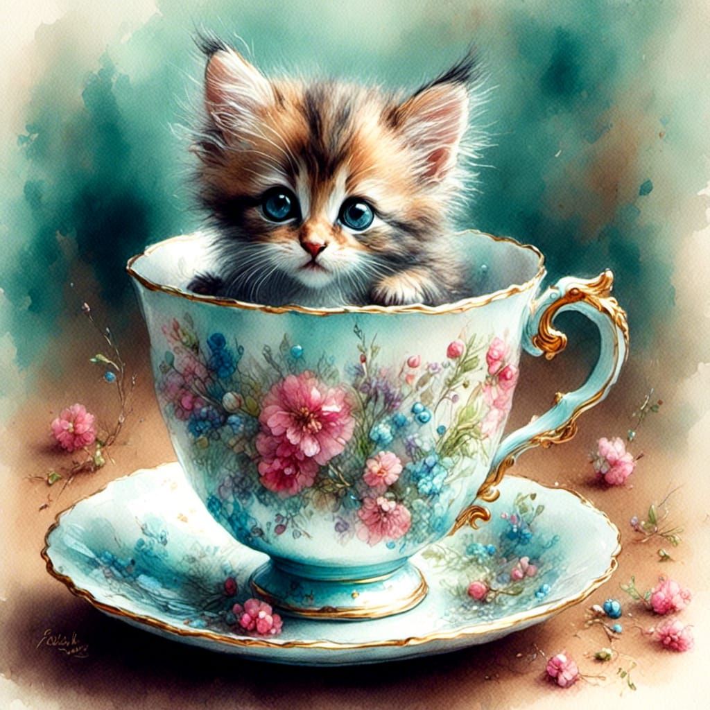 Kitten in a cup