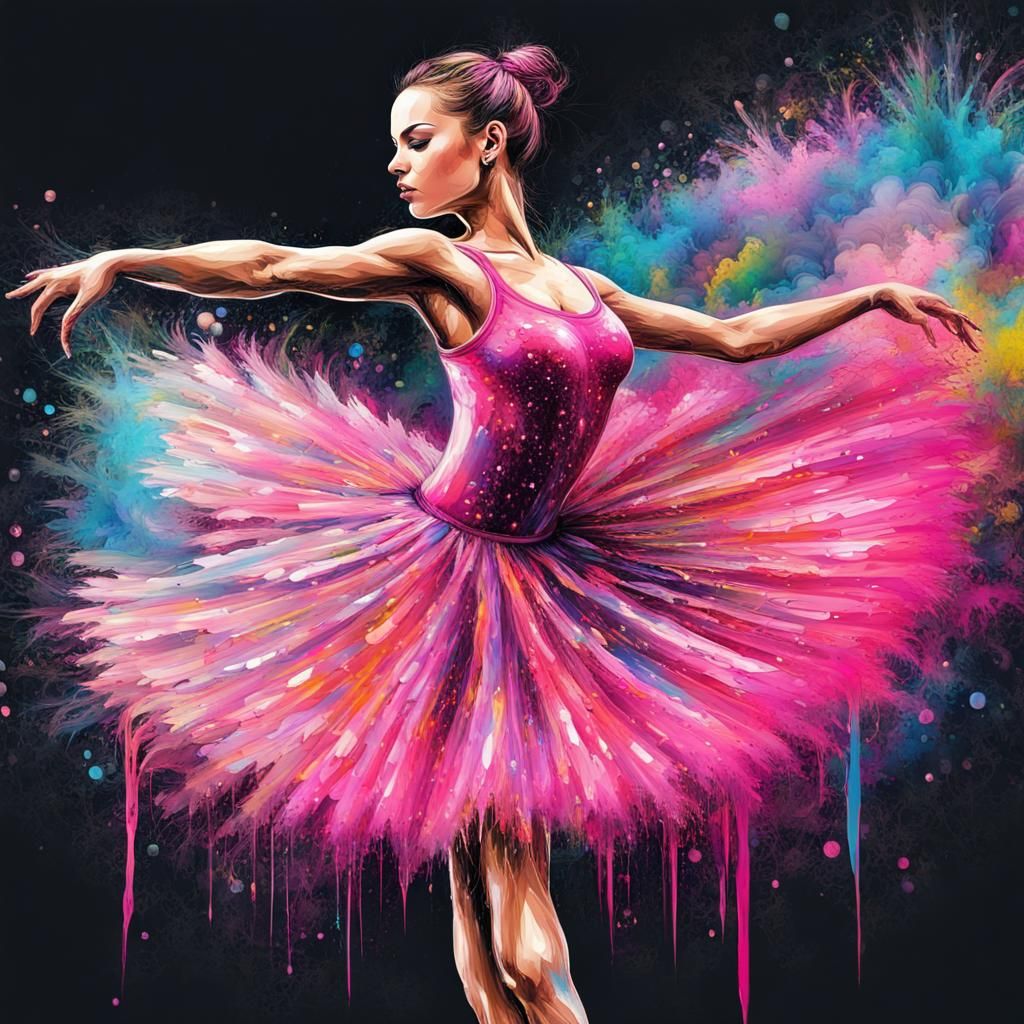 Ballerina in Pink Tutu: Street Art Style