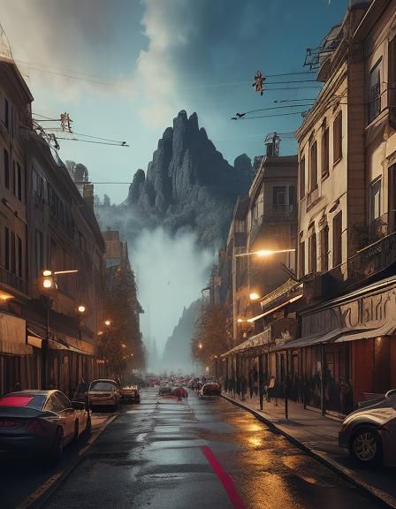 Girl in Red Gown with Graffiti Art Background