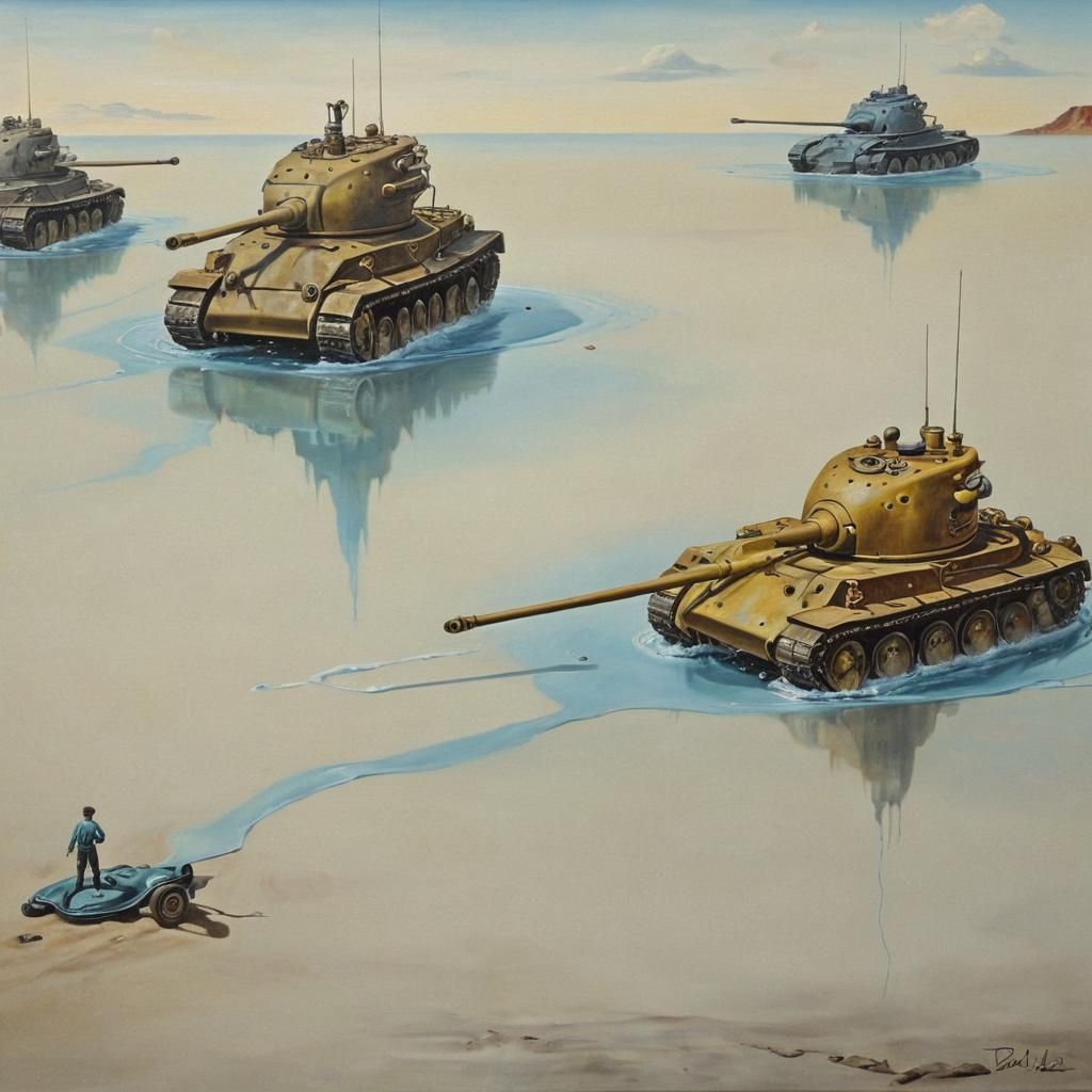 Surreal Melting Tanks: A Dali-esque Vision