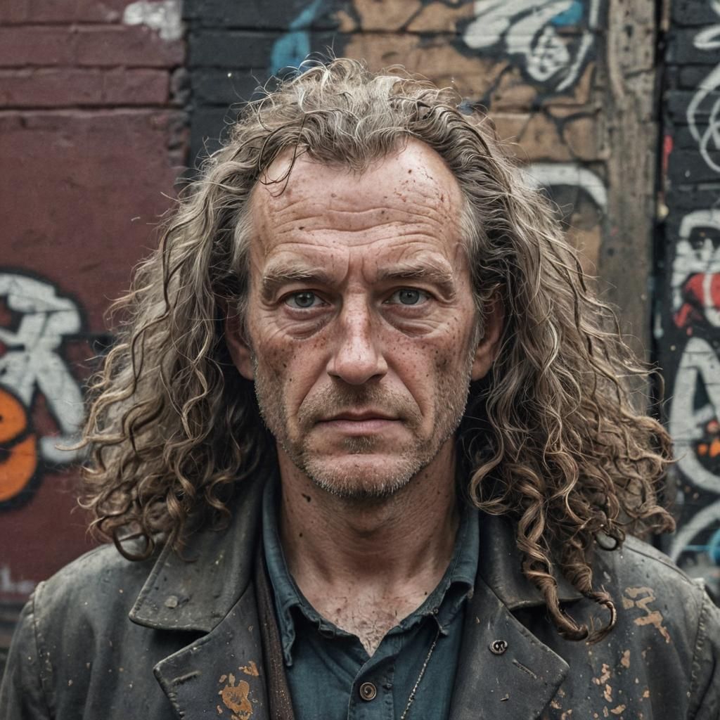 Old Man Portrait in Gritty Pixel Art Style