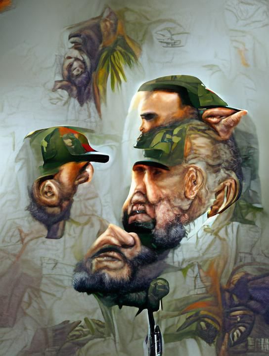 Fidel Castro Two-Headed Concept Art Painting