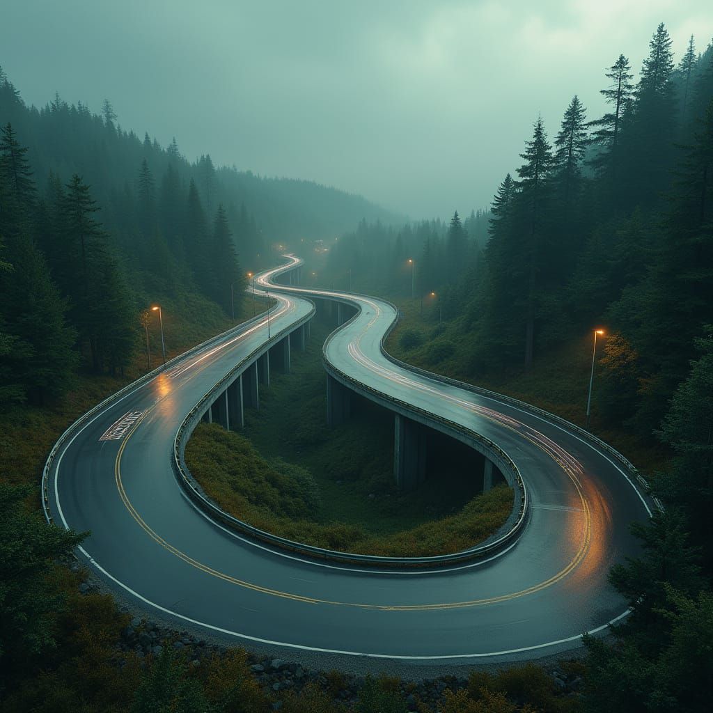 Surreal Highway with Mobius Strip Road in Concept Art Style