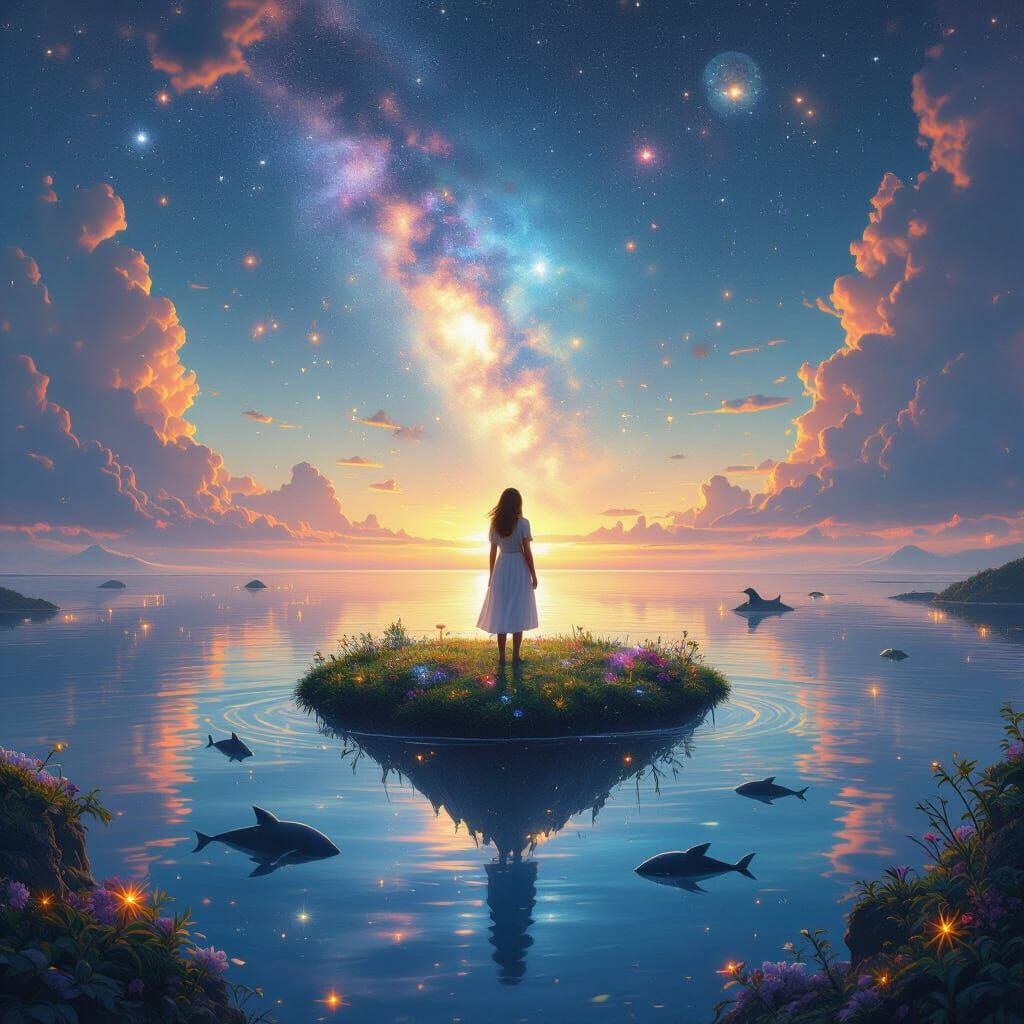 Cosmic Ocean Reflection with Floating Islands