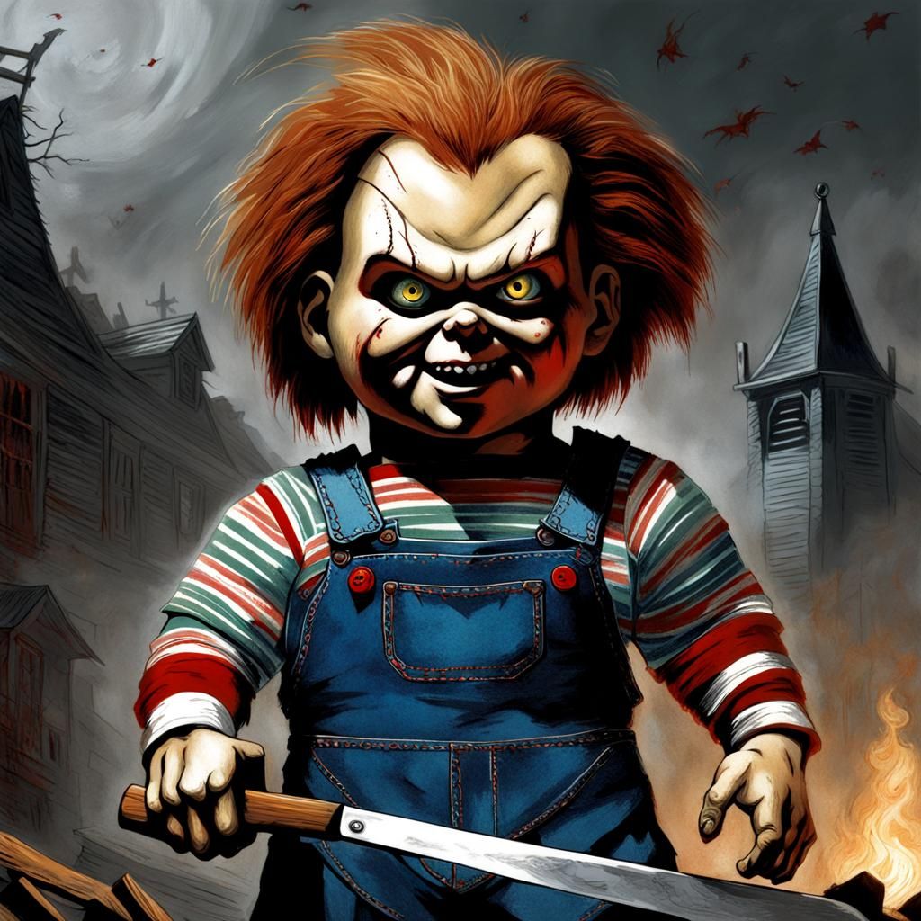 Chucky Horror in Engraving Style