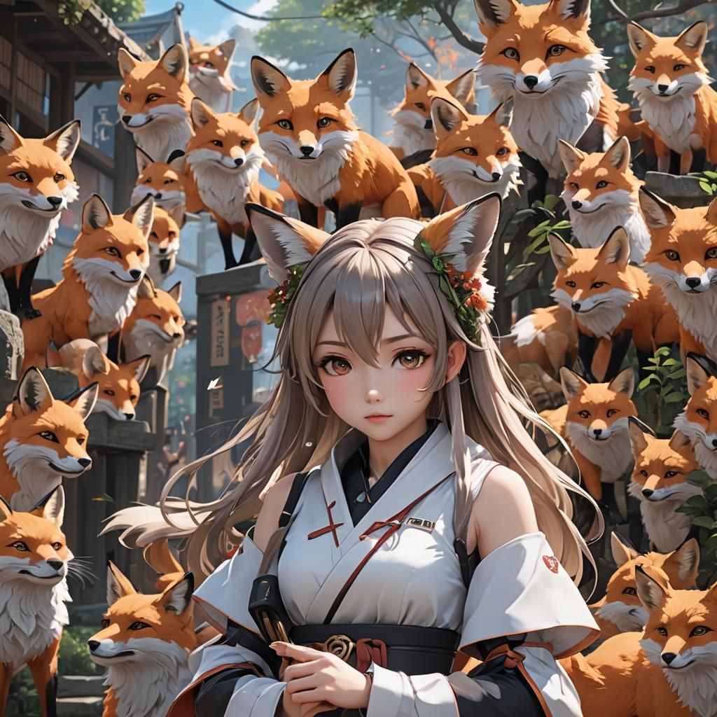a fox anime girl