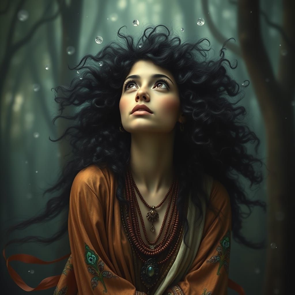 Mystical Gypsy Woman in Alphonse Mucha Style