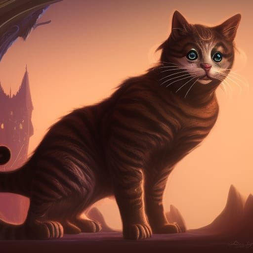 Majestic Cat Portrait in Detailed Fantasy Style