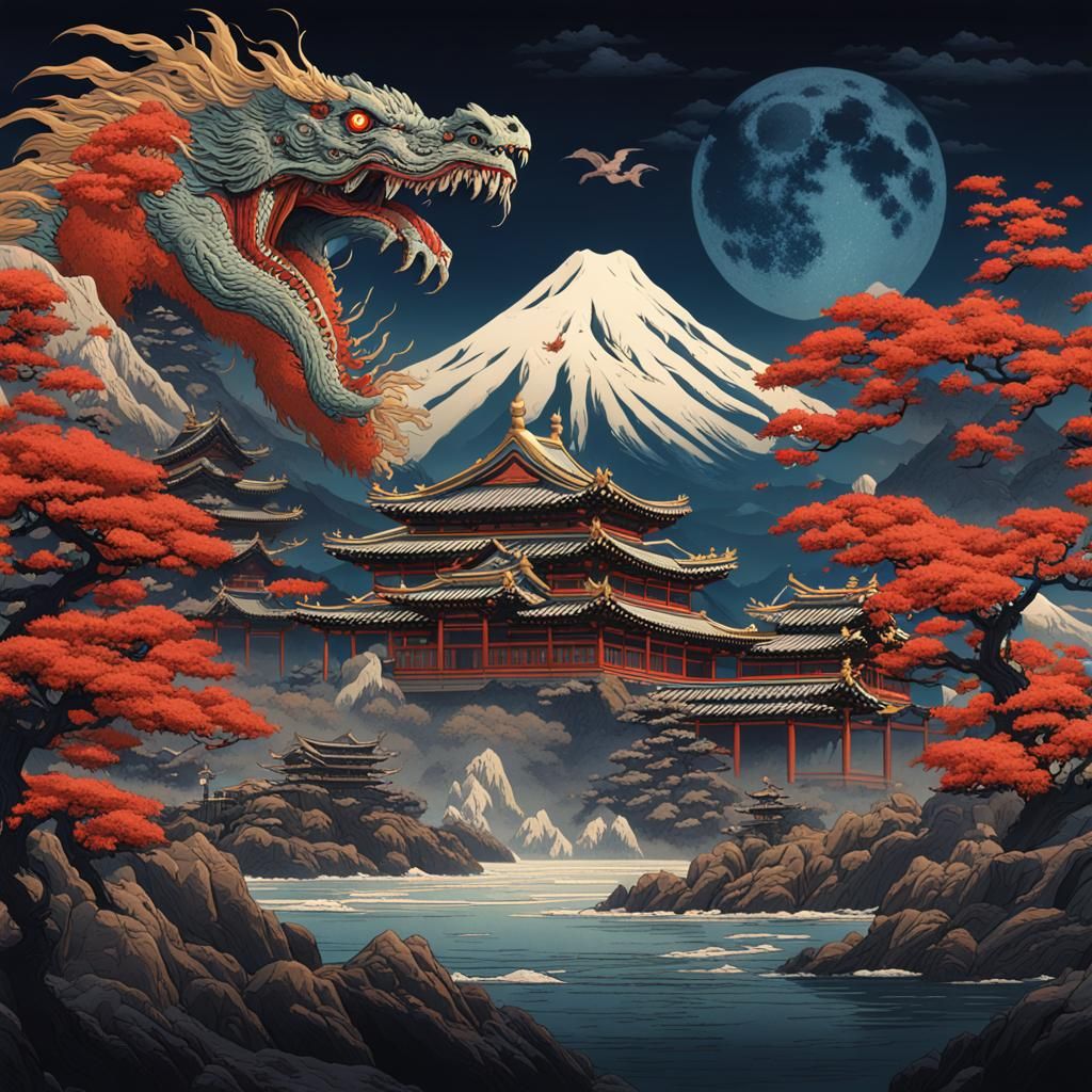 Ukiyo-e Dragon Movie Poster Art