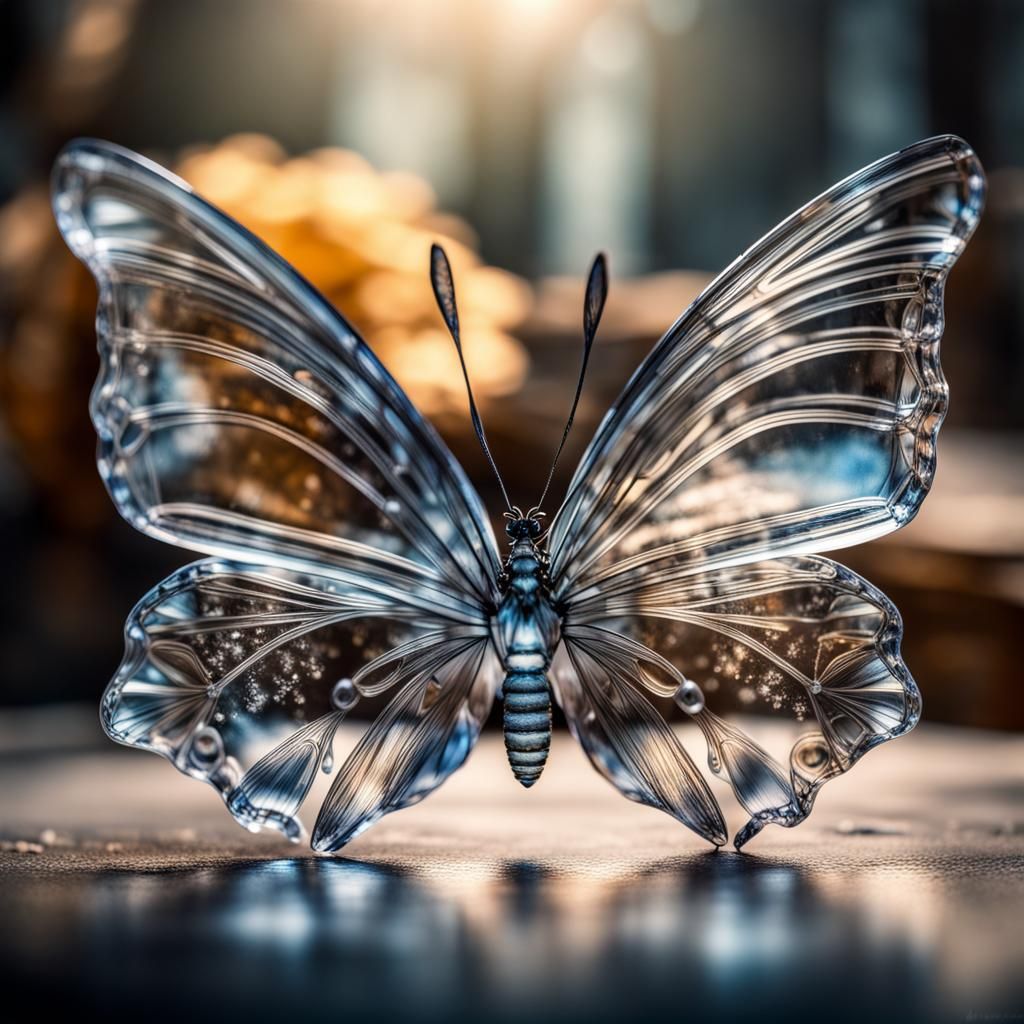 Crystal Butterfly: Hyperrealistic 64 Megapixel Image