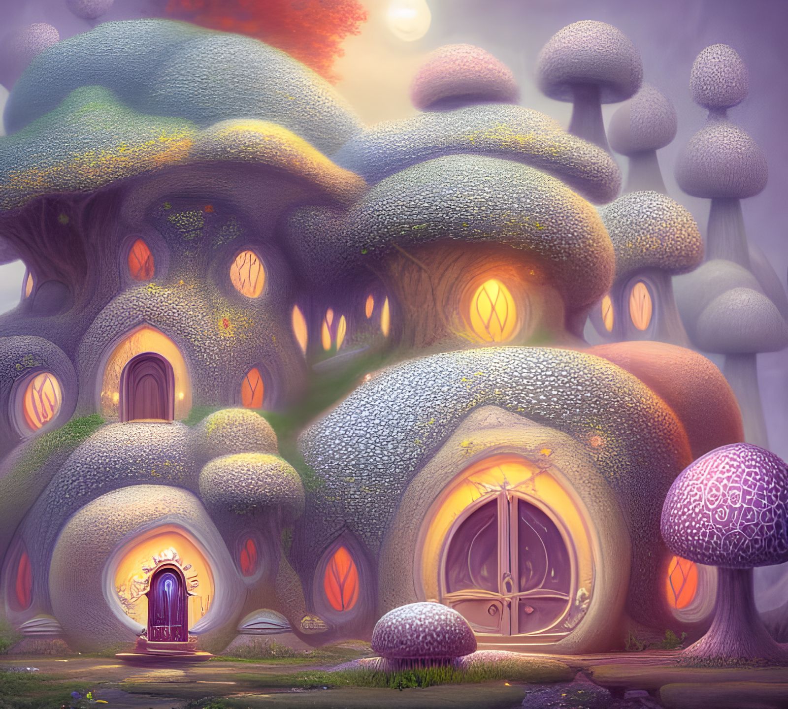 Astral Mushroom Gnome House with Elaborate Architecture