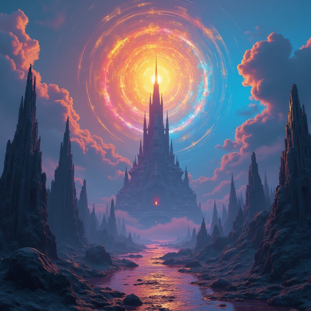 Glowing Sound Waves in Futuristic Metropolis