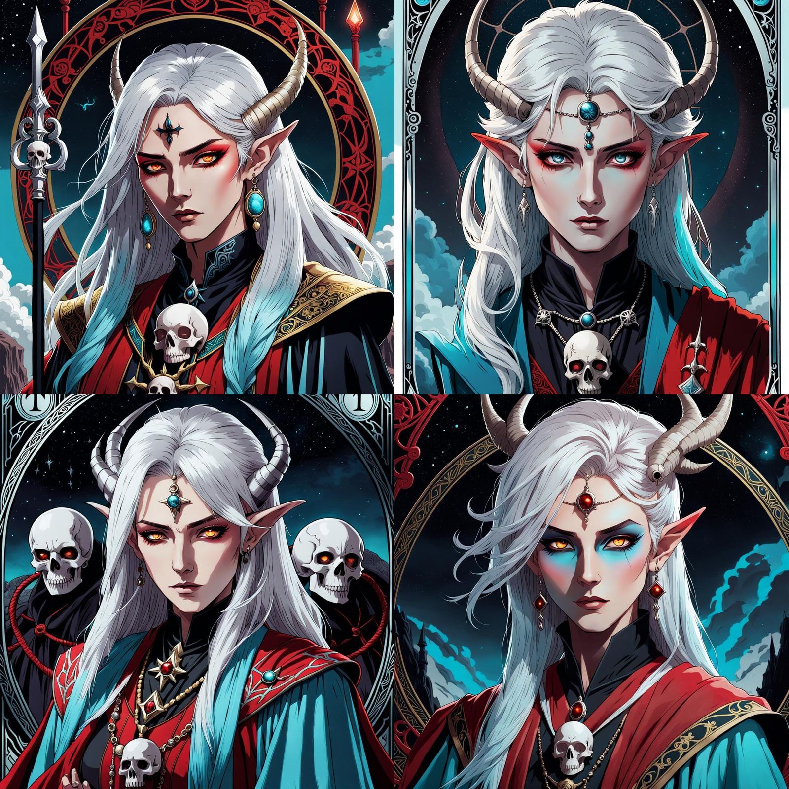 Androgynous Half-Elf Wizard as Death Tarot Card