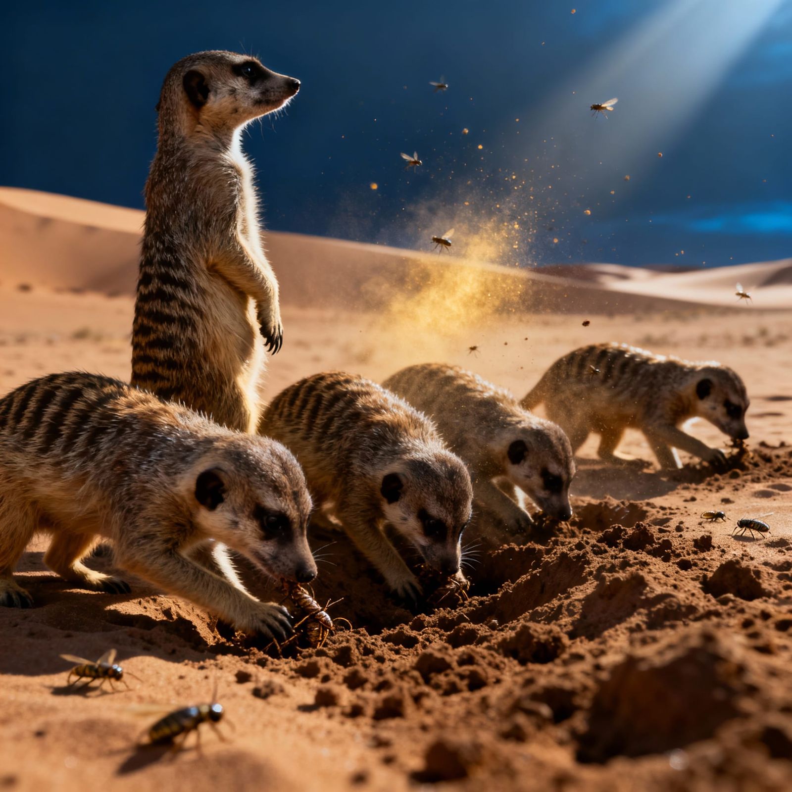 Meerkats Foraging for Bugs in Detailed HDR