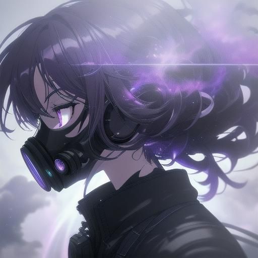 Anime  girl with cute messy hairstyle, big eyes, wearing a g...