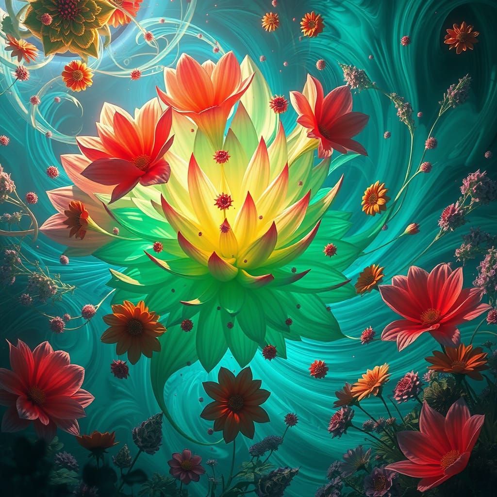 Surreal Floral Explosion in Mid-Air