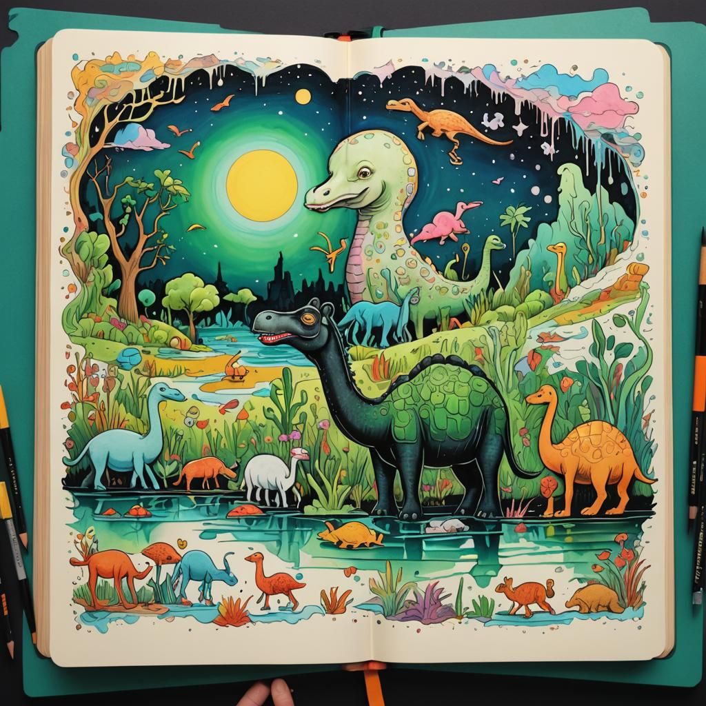 Surreal Menagerie in Vibrant Dreamscapes