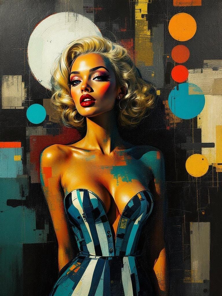 Jazz Age Pin-Up in Expressive Collage Style