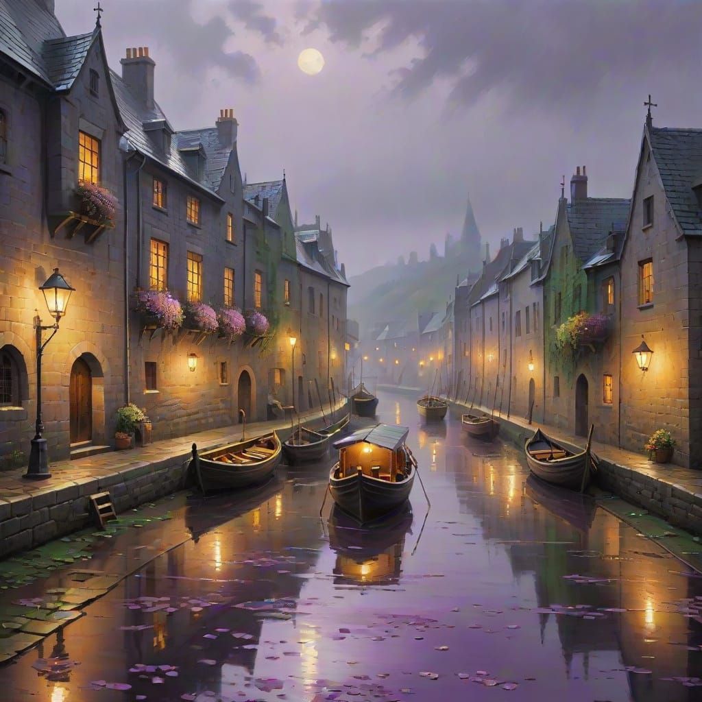 Medieval Maritime Scene in Muted Earthy Tones