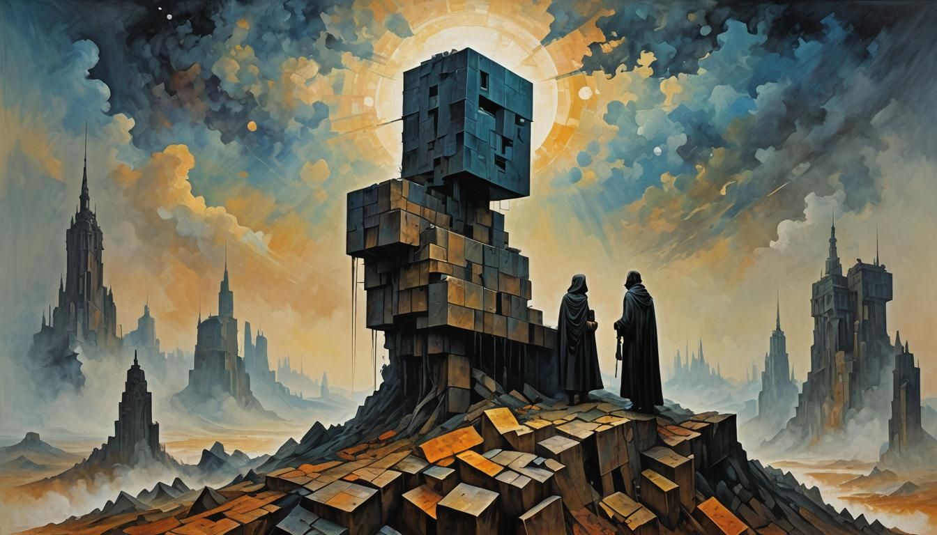 Cubist Revolution: A Minimalist Acrylic Art Piece