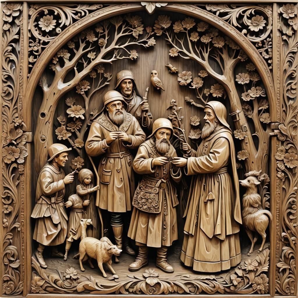 Beksinski-Inspired Wood Carving