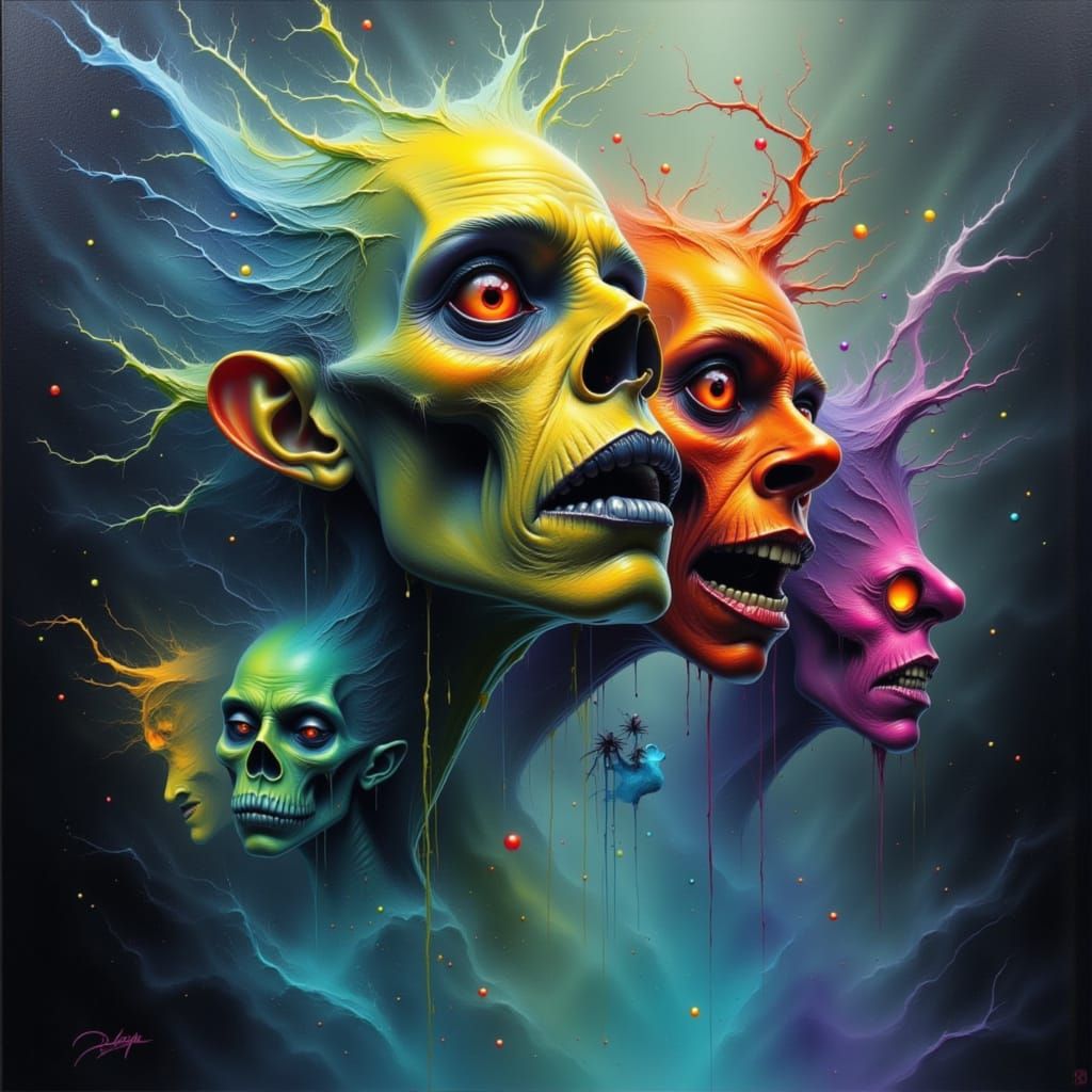 Hyperrealist Orc Faces in Ethereal Mist