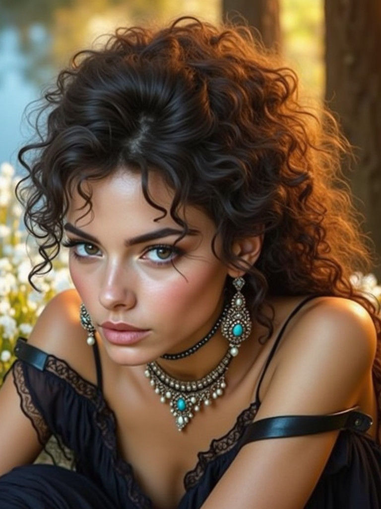 Serene Woman in Marshland, Mystical Realism