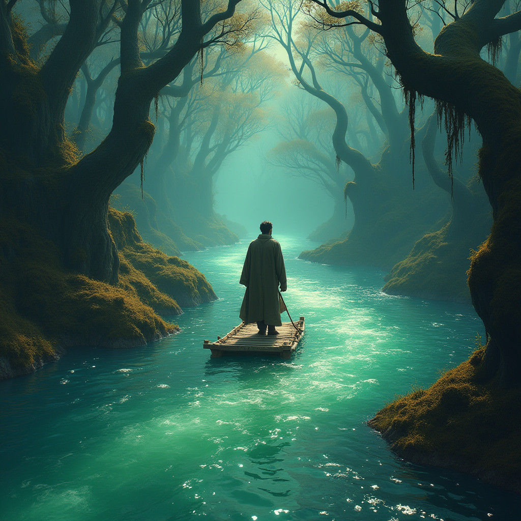 Mystical River Journey in a Detailed Matte Painting