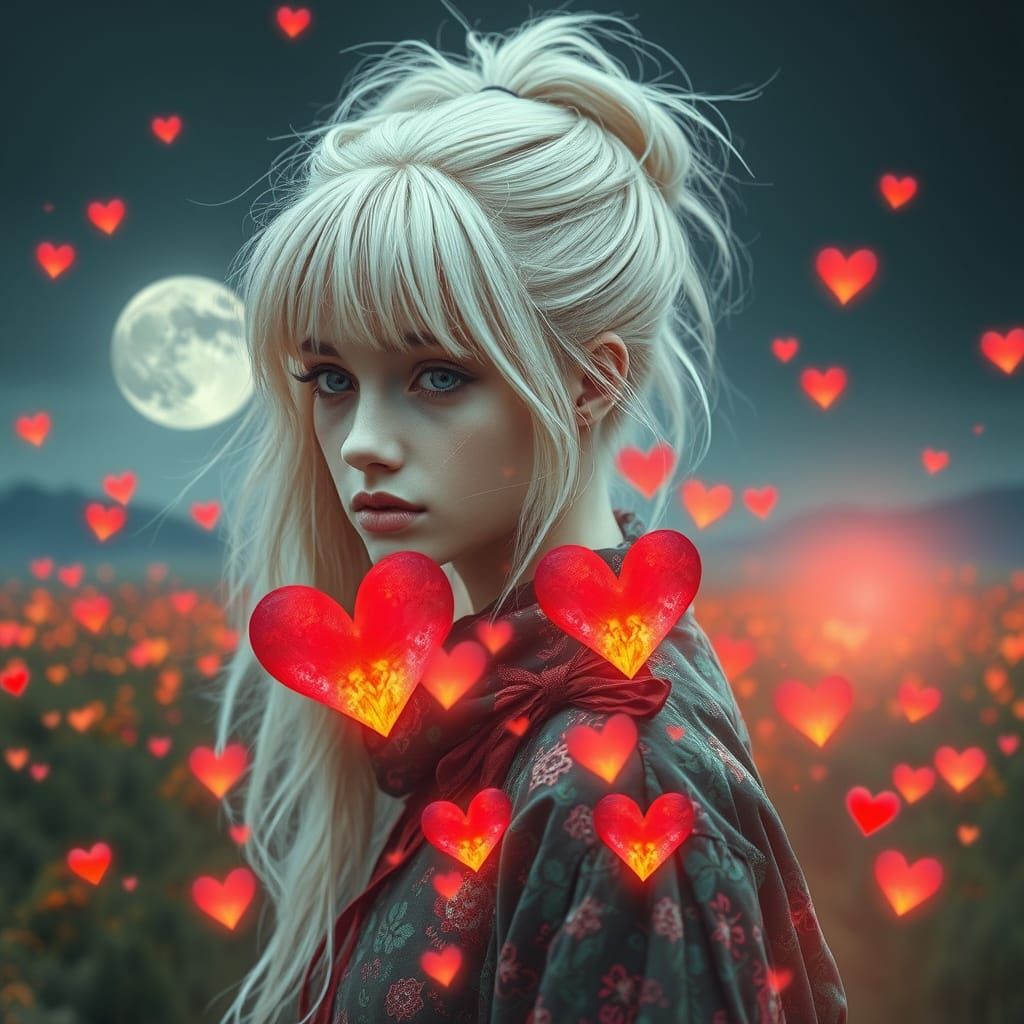 Surreal Fantasy World with Albino Woman in Stunning, Antique...