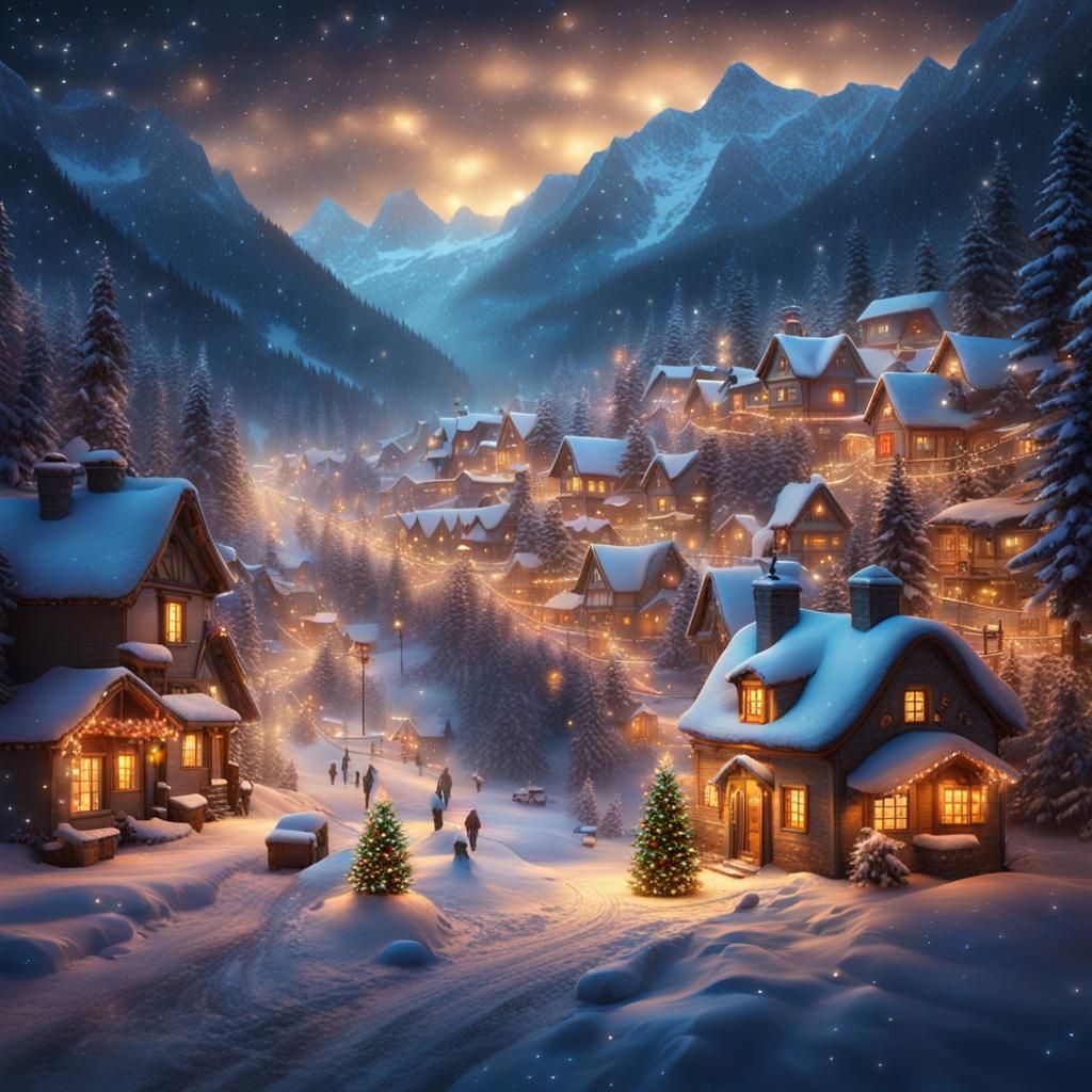 Cozy Christmas Village in the Mountains