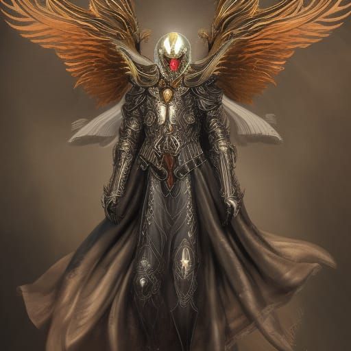 Armored Cyber Wizard with Wings in Digital Painting
