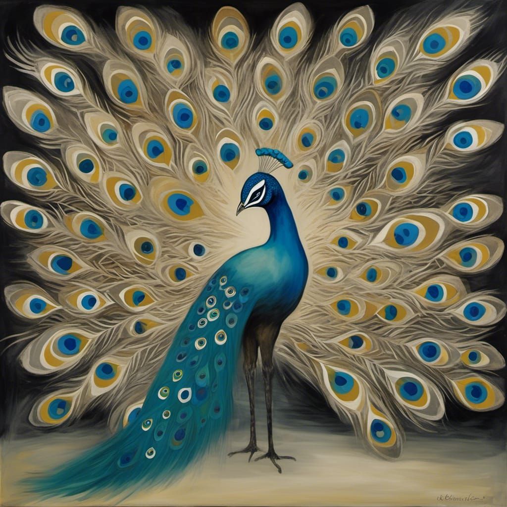 Ghostly Anthropomorphic Peacock