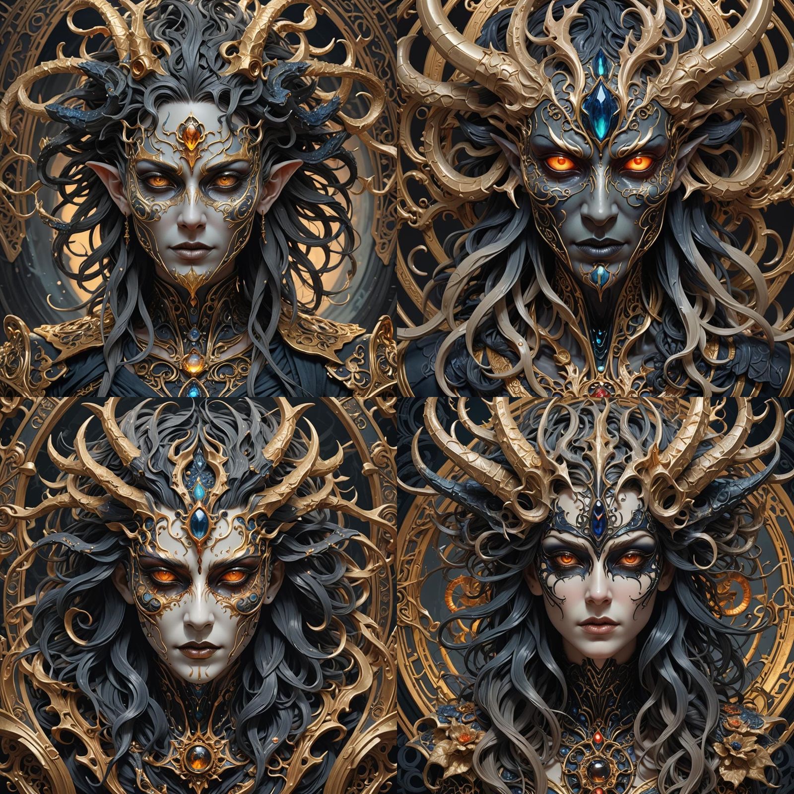 Demonic Porcelain Mask in Eldritch Obsidian