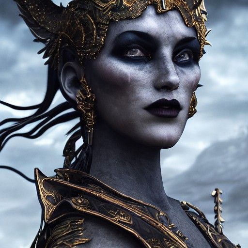 Ominous Goddess Portrait in Hyperrealistic Style