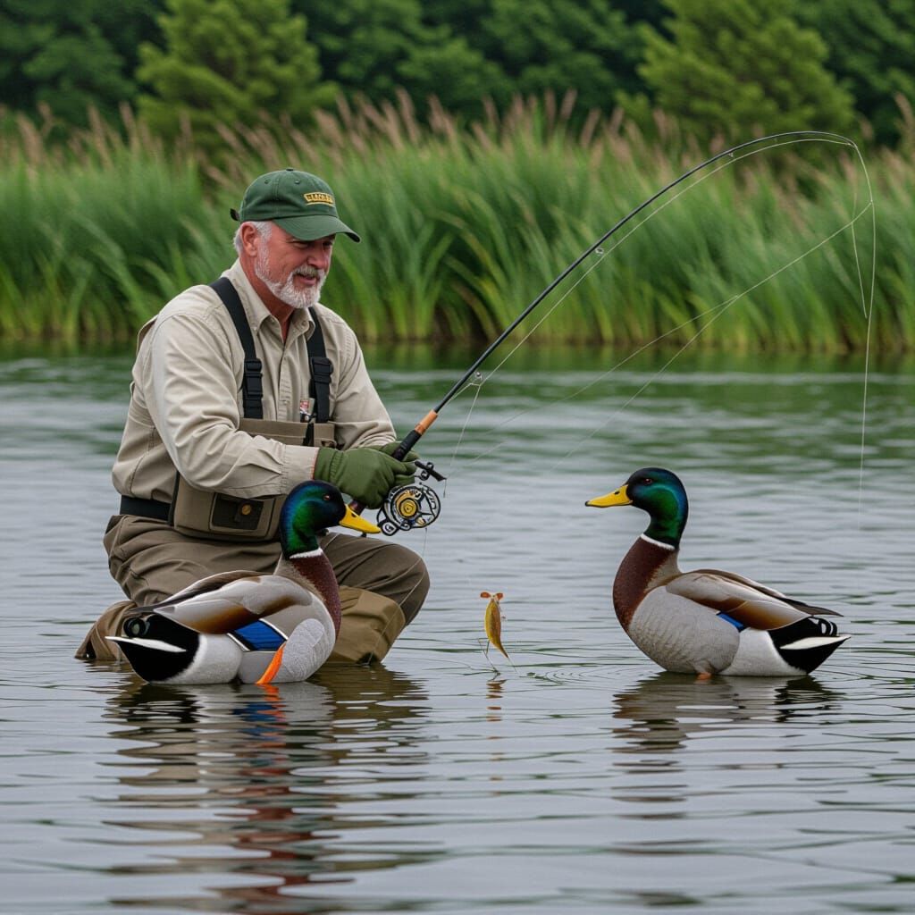 Duck Fishing: An AI-Generated Scene
