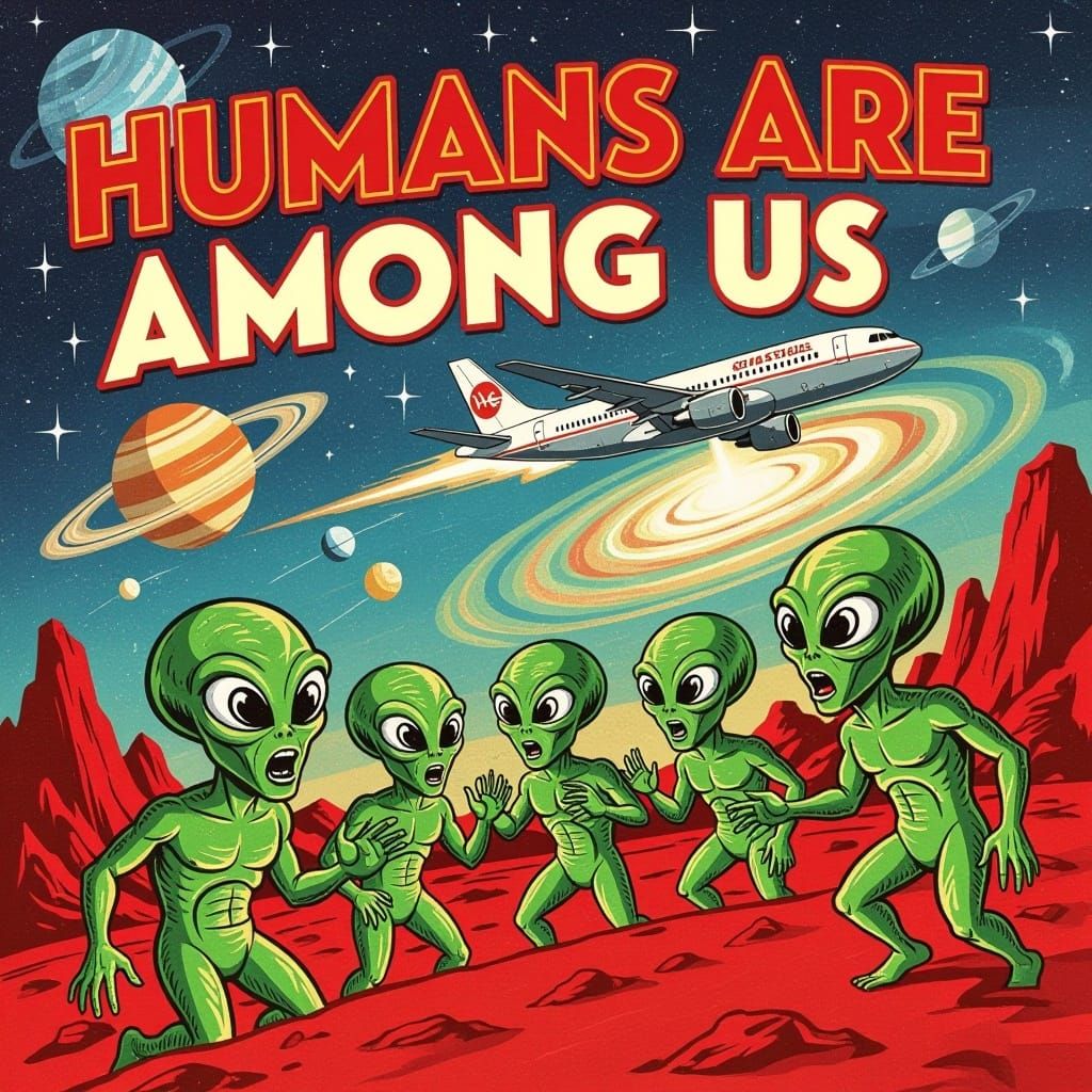 Vintage-Style Alien Invasion Parody: Humans Take Center Stag...
