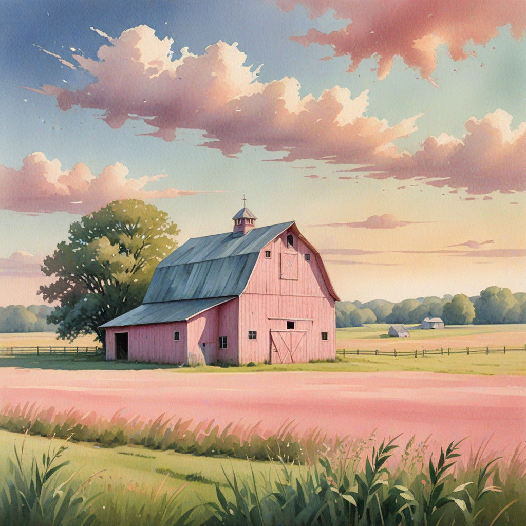 Whimsical Wisconsin Barn in Soft Pastel Hues