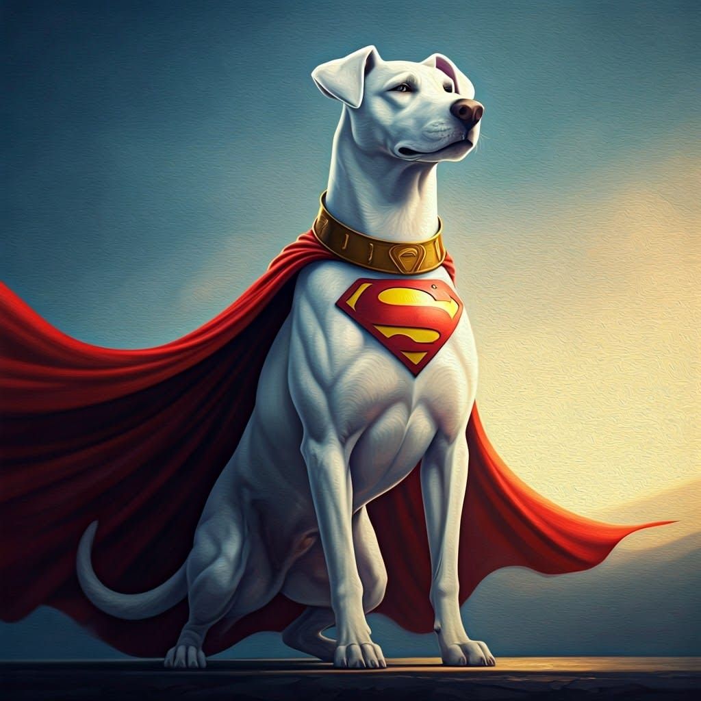 Epic Full-Body Portrait of Krypto the Superdog in Regal Comi...