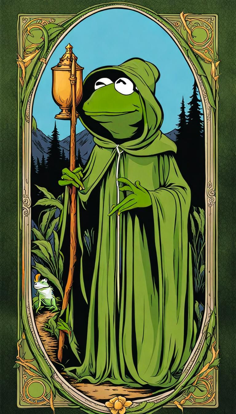 Kermit the Frog as The Hermit Tarot Card
