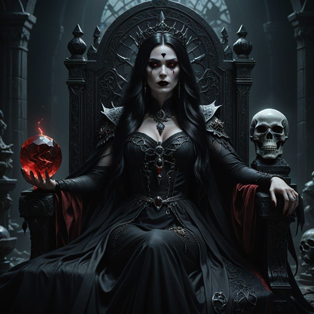 Ethereal Sorceress Reigns from Obsidian Throne
