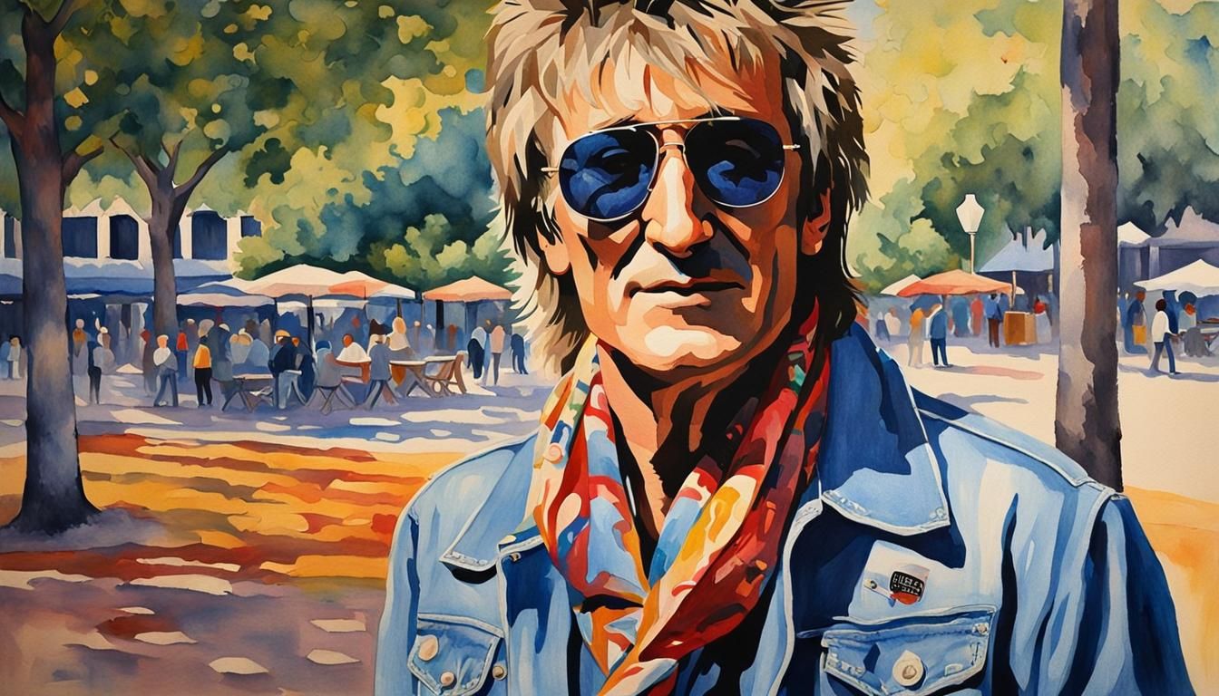 Pop Art Portrait of Singer in Watercolor Style