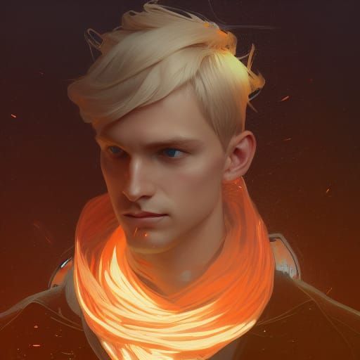 Blond Boy in Ornate Lighting, Digital Art
