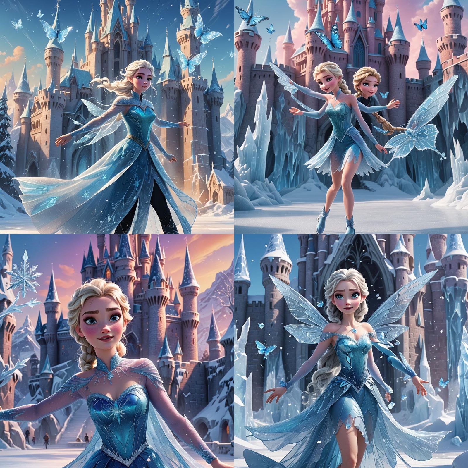 Elsa with Ice Wings in a 3D Rendered Scene