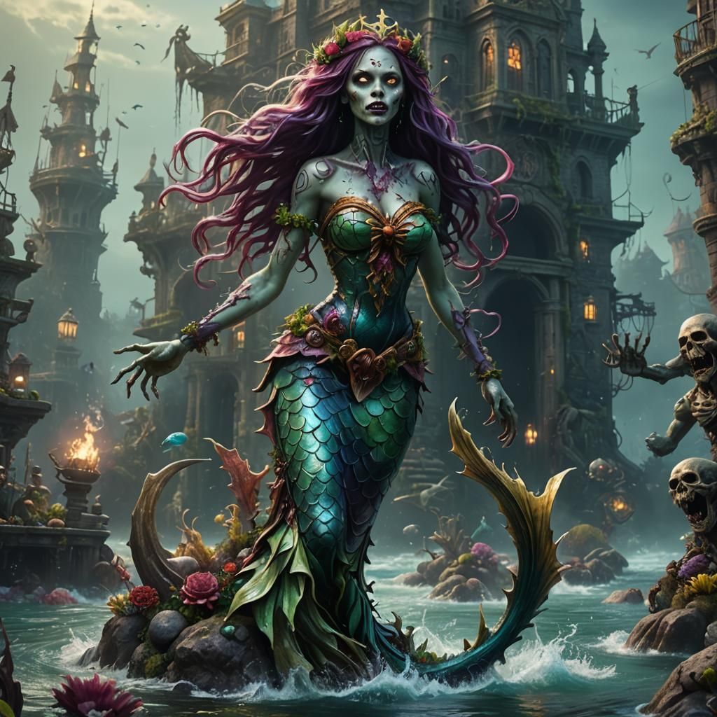 Zombie Mermaid Fantasy Concept Art