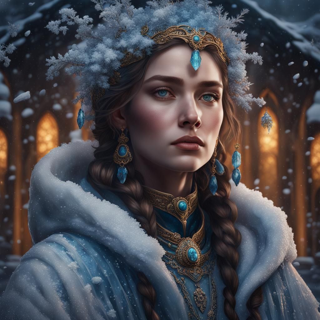 Magnificent Ice Goddess Portrait in Hyperrealism