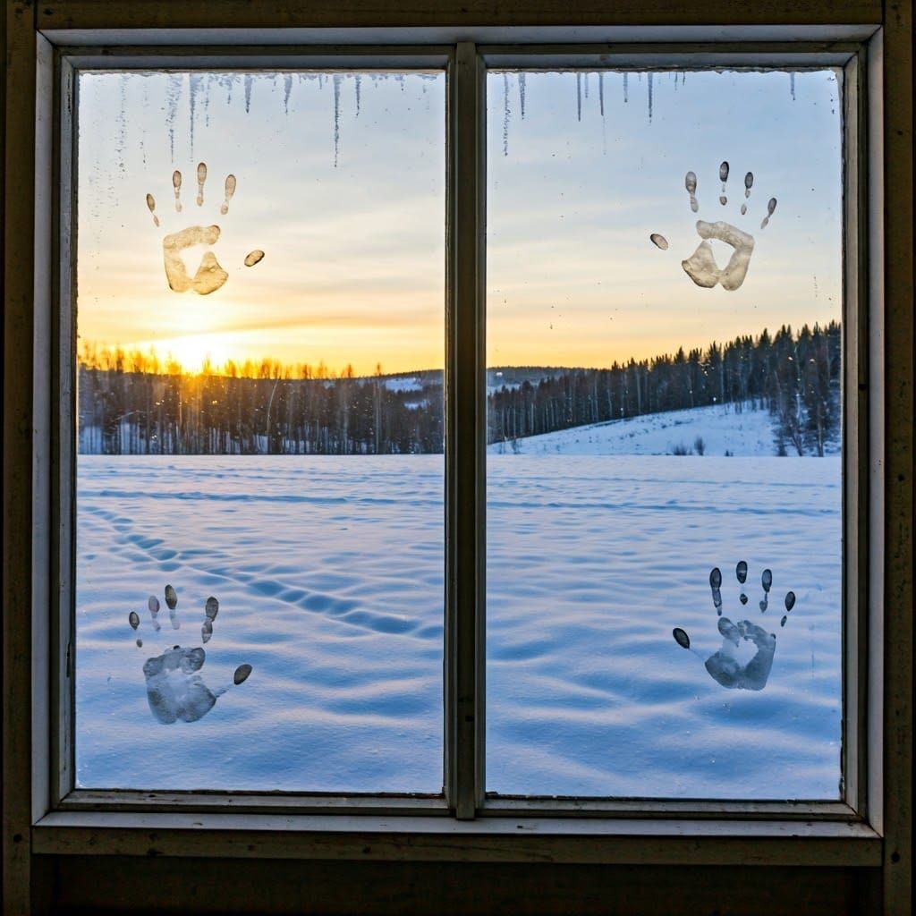 The cozy interior showcases handprints playfully applied to ...