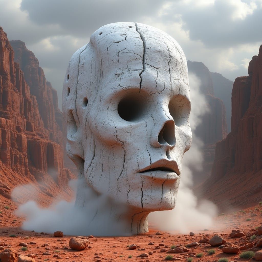 Colossal Rock Face in Arid Canyon