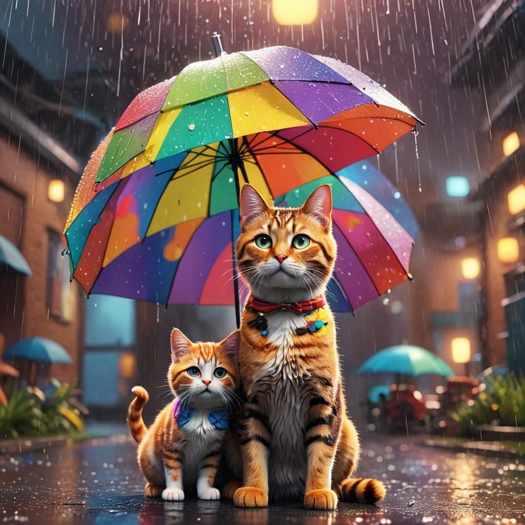 Cute Cat Observes Sad Family: Pixar-Style 3D Animation