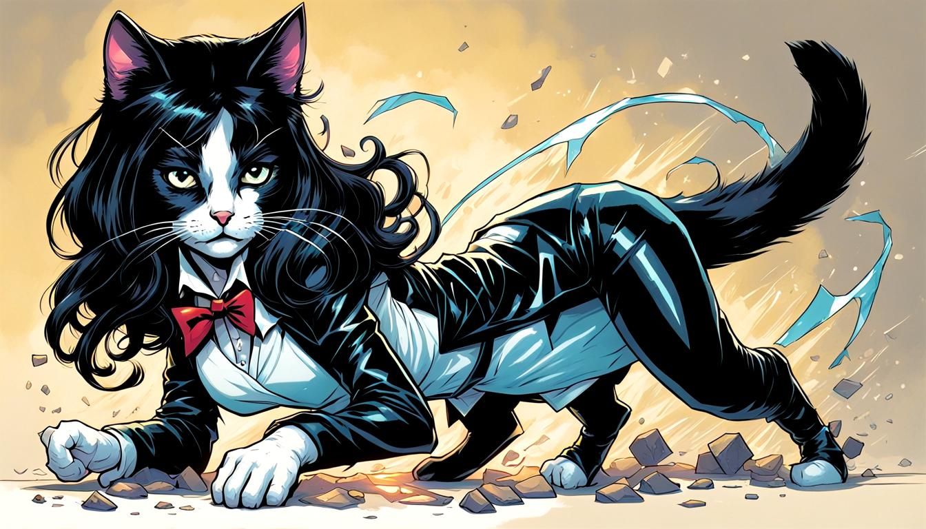 Kitten as Zatanna in Comic Book Art Style