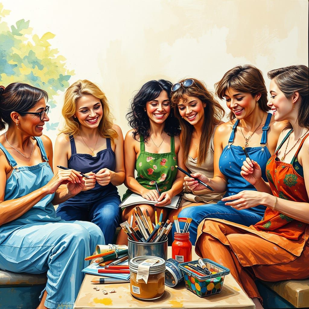 Vibrant Women Unite in Joyful Artistic Gathering